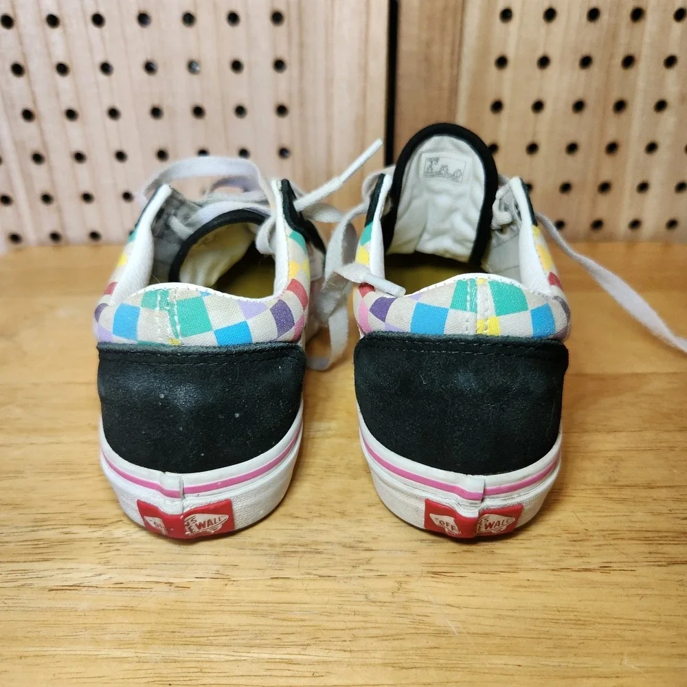VANS Shoes Old Skool Checkerboard Sneakers Multicolor Canvas Lace Up Size 3 Kids - Picture 3 of 10